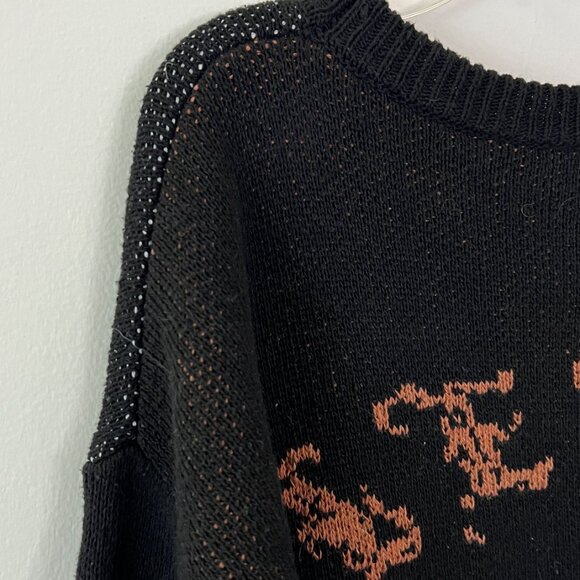 black caged wings skeleton goth distressed sweater - Picture 4 of 8